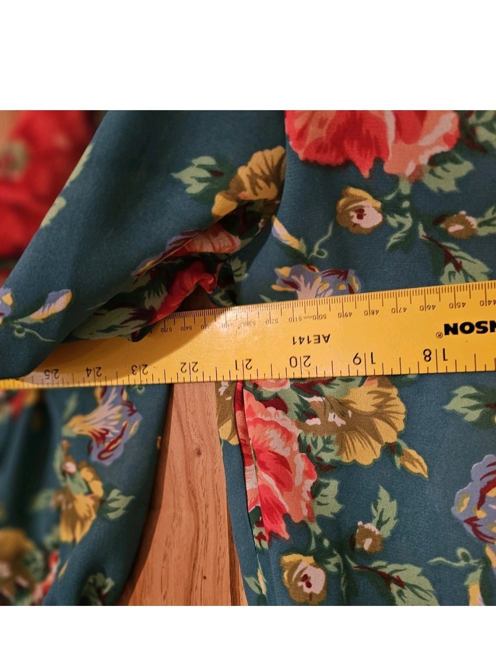 Lisa ll Vintage Women’s Teal Floral Midi Dress with Lace Trim - Picture 4 of 14